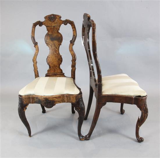 A pair of 18th century Continental walnut chairs (a.f.)